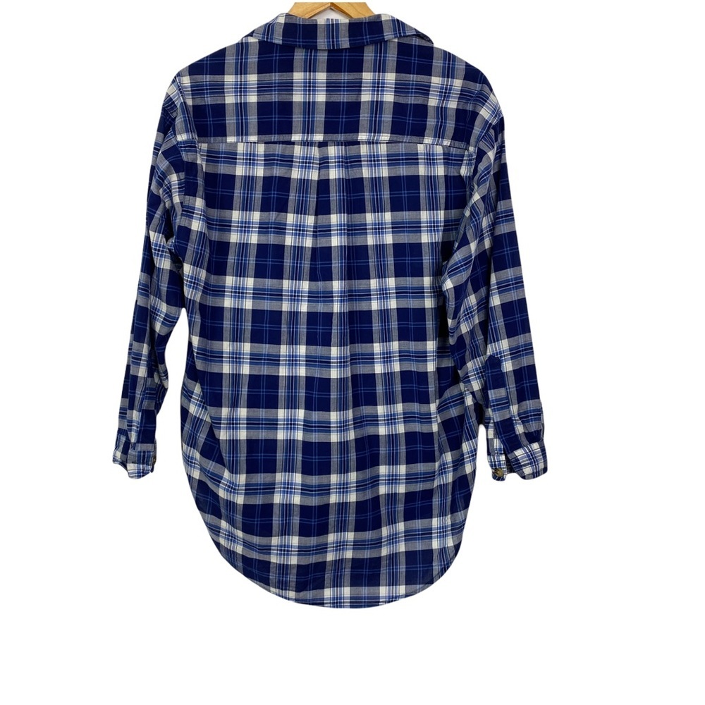 BDG Women’s Blue Plaid Long Sleeves Buttons Hi Low Cotton Shirt size S in EUC - Picture 5 of 11